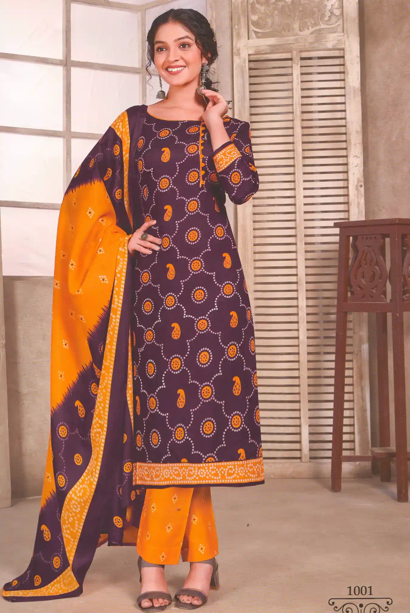 Buy Orange Banarasi Silk Dress Material With pink banarasi silk Dupatta and  cotton bottom at Amazon.in