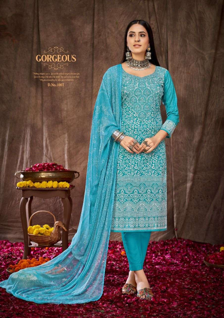Cotton Candy and Asparagus cotton dress material with chanderi cotton  dupatta | Kiran's Boutique
