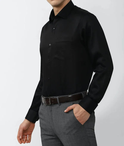 Men's Cotton Solid Shirts (Formal, Black)