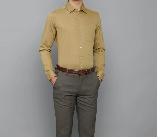 Men's Cotton Solid Shirts (Formal, Khaki)
