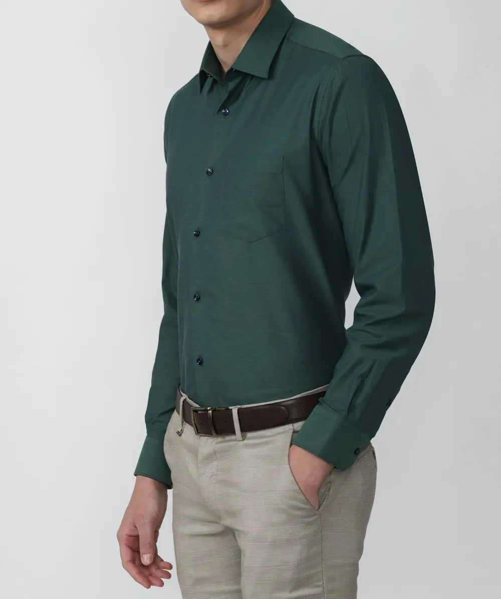 Men's Cotton Solid Shirts (Formal, Dark Green)