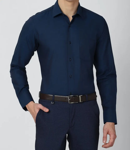 Men's Cotton Solid Shirts (Formal, Navy Blue)