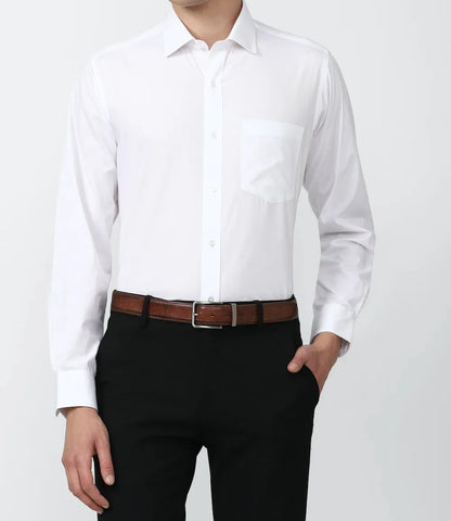 Men's Cotton Solid Shirts (Formal, White)