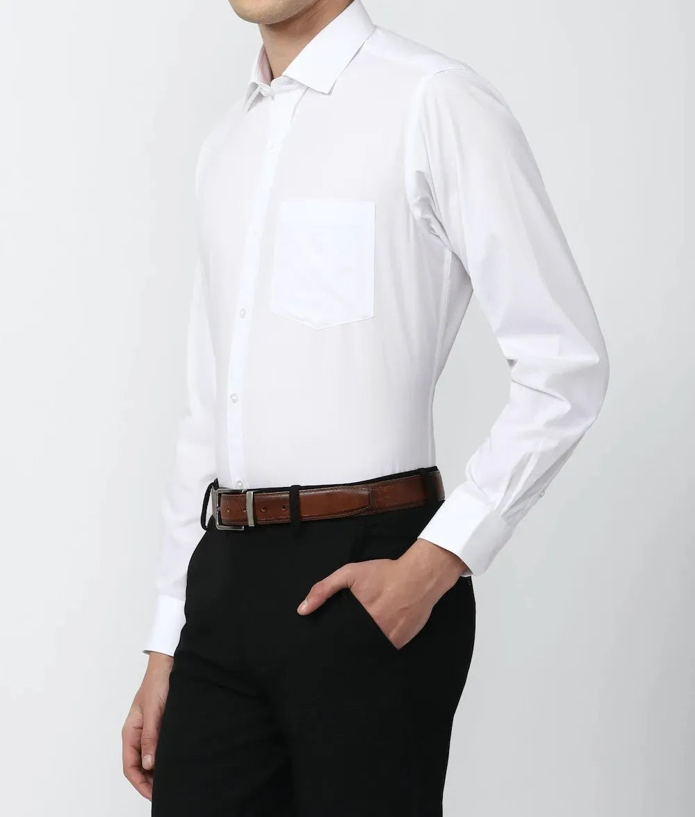 Men's Cotton Solid Shirts (Formal, White)